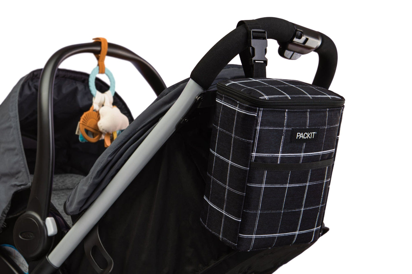 freezable-double-baby-bottle-bag-c2 freezable-double-baby-bottle-bag-black-grid-lifestyle-stroller.jpg