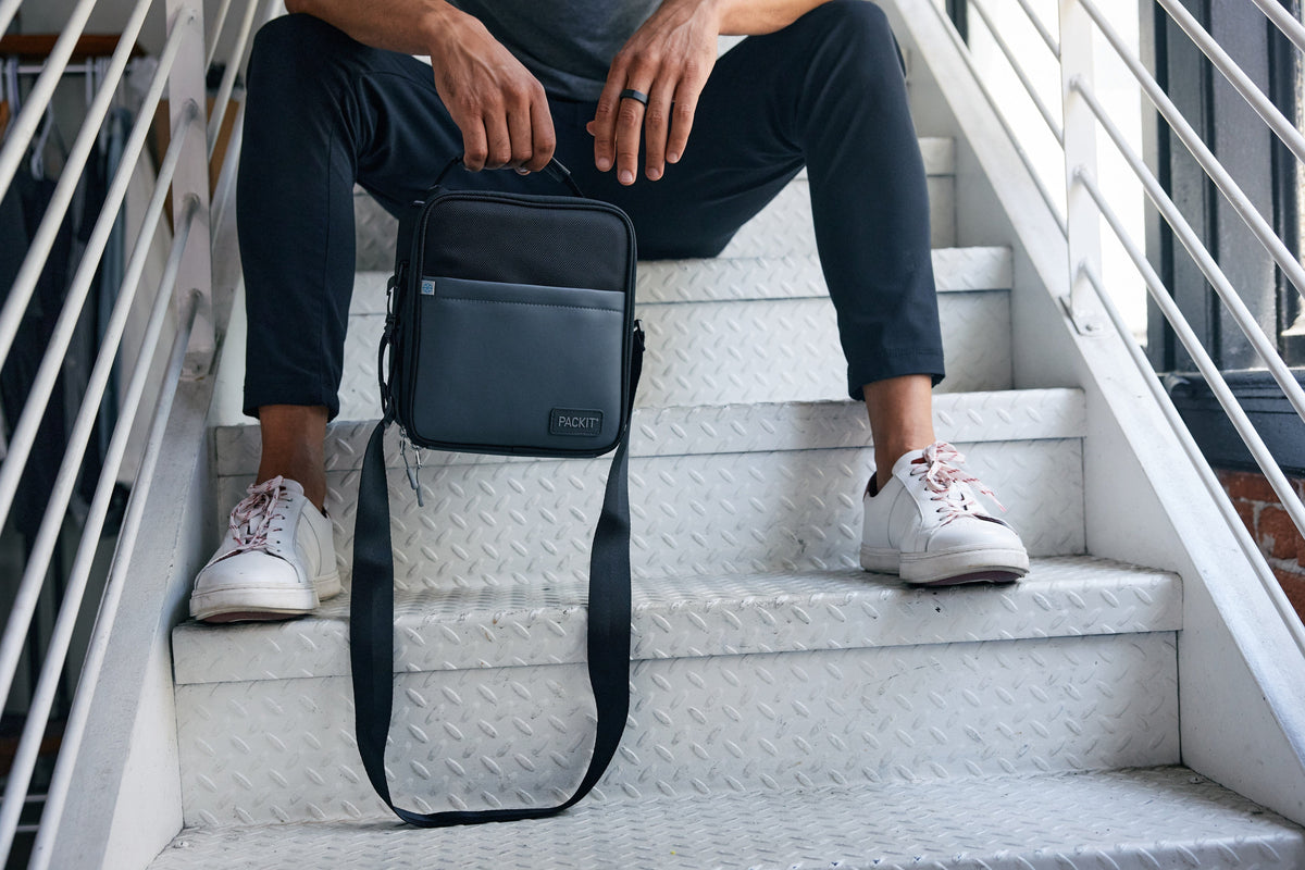 freezable-upright-lunch-box-s4 freezable-upright-lunch-box-black-gray-lifestyle-model-bag-only.jpg
