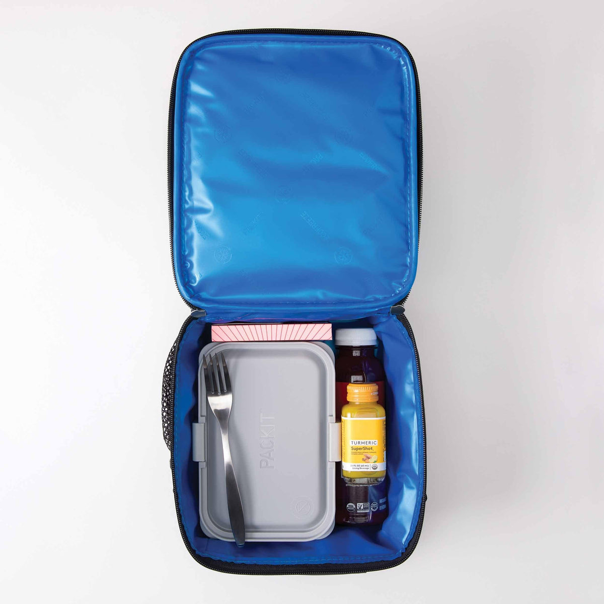 freezable-upright-lunch-box-d4 freezable-upright-lunch-box-black-gray-top-view-with-food.jpg